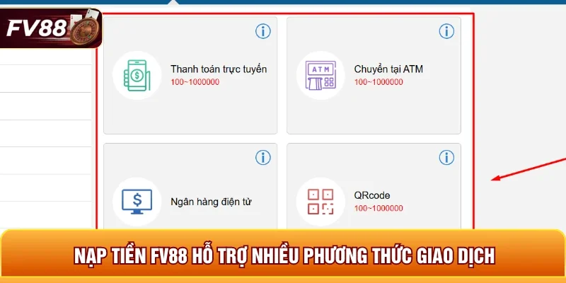 Nạp tiền FV88 hỗ trợ nhiều phương thức giao dịch
