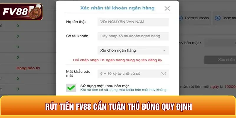 Rút tiền FV88 cần tuân thủ đúng quy định